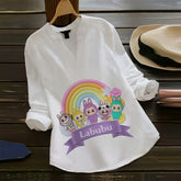 Whimsical & Fun – Rainbow Labubu Rayon Top for Women